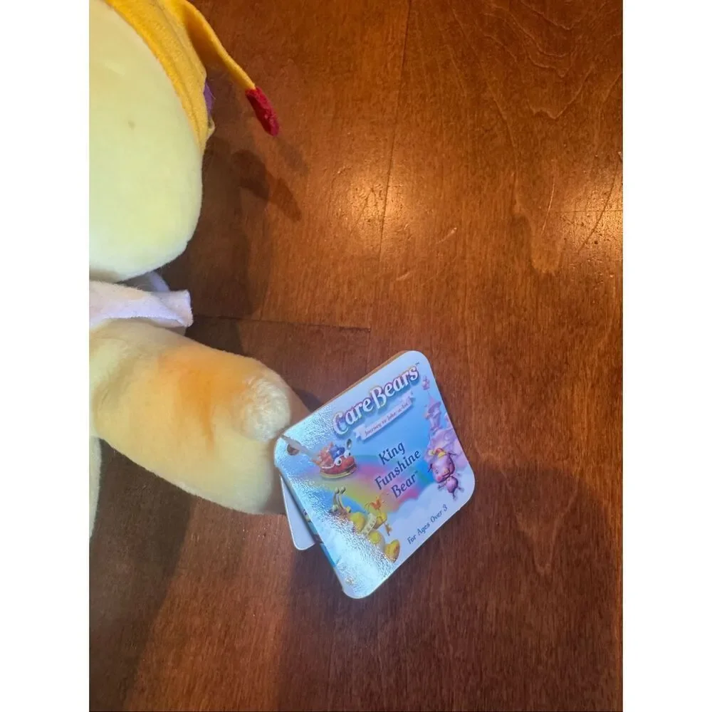 Vintage Care Bears King Funshine Bear Plush 2004 w/ Tag Yellow Sun Belly 10” Rar